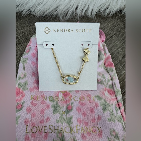 🦋🩵KENDRA SCOTT x LOVESHACKFANCY Elisa Necklace Pastel Blue Rosa Beaux Illusion - Picture 5 of 12